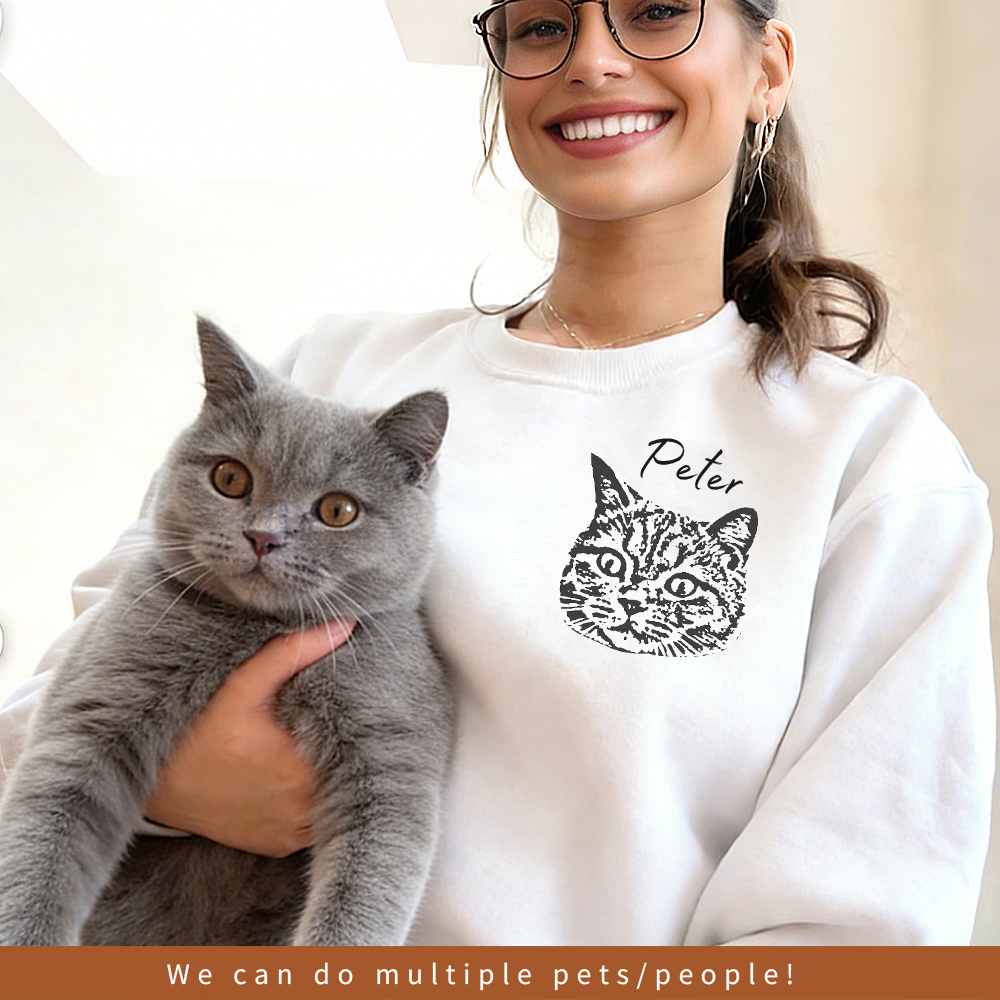 Custom Pet Sweater Using Pet Photo + Name Custom Dog Portrait Sweater Personalized Dog Pullover Dog Sweatshirt Dog Mom Gift Custom Cat Shirt