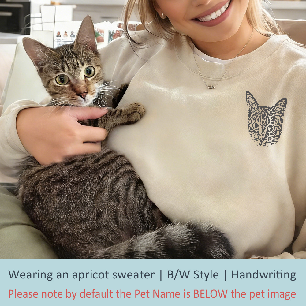 Personalized Pet Photo & Name Sweater | Dog Portrait Pullover | Cat Crewneck Hoodie