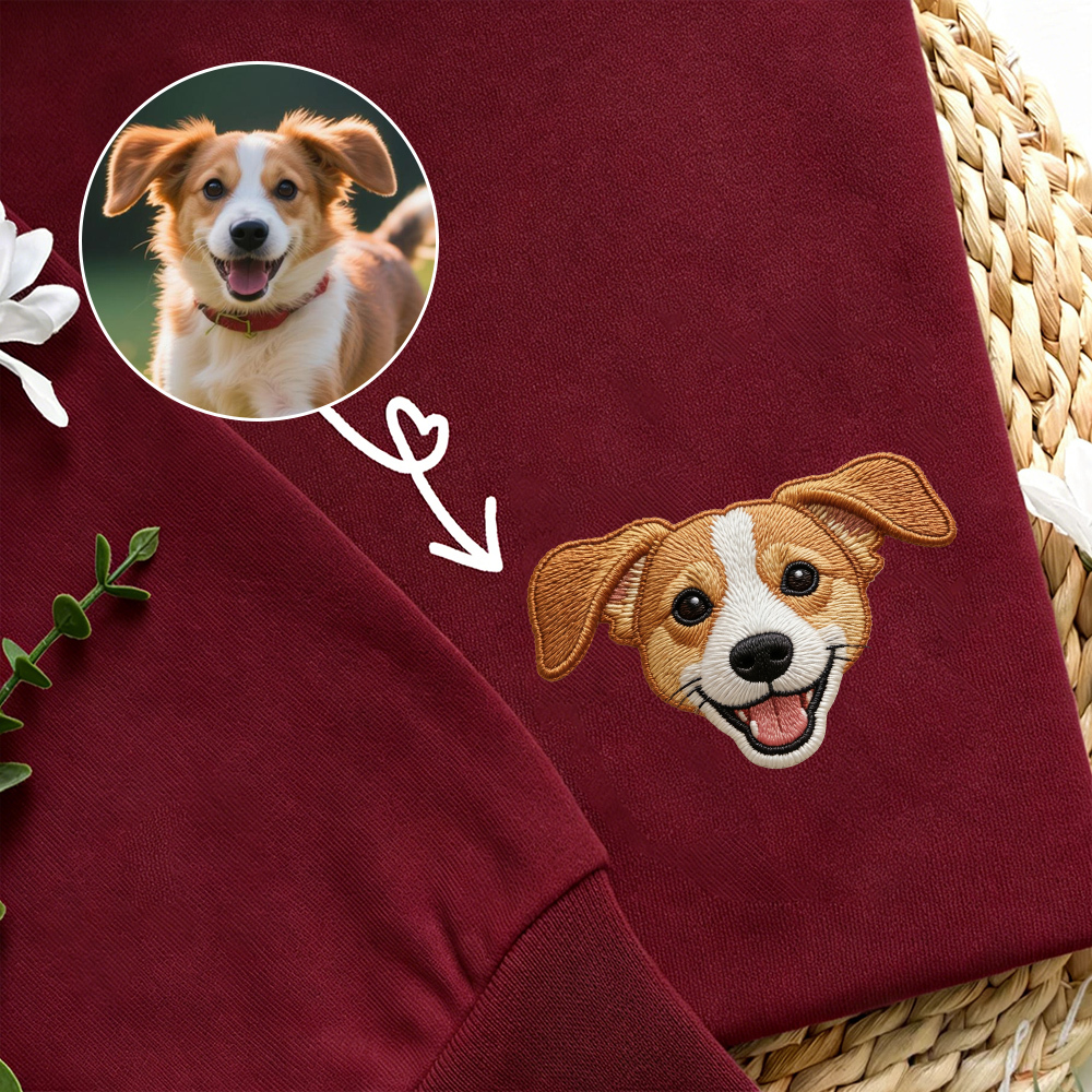 Embroidered Pet Hoodie with Photo & Name | Personalized Dog Hooded Sweatshirt