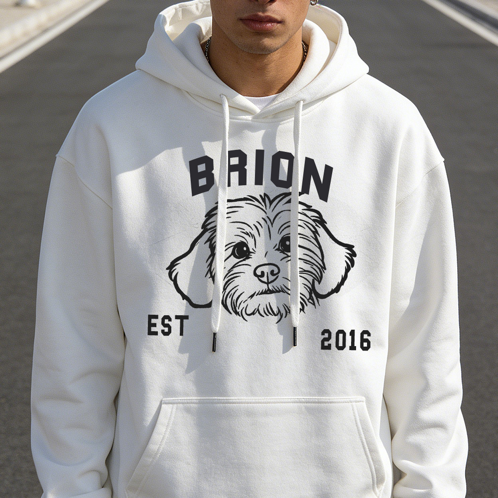 Personalized Dog Cat Embroidered Hoodie  Pet Photo & Name College Portrait Custom Pet Wear