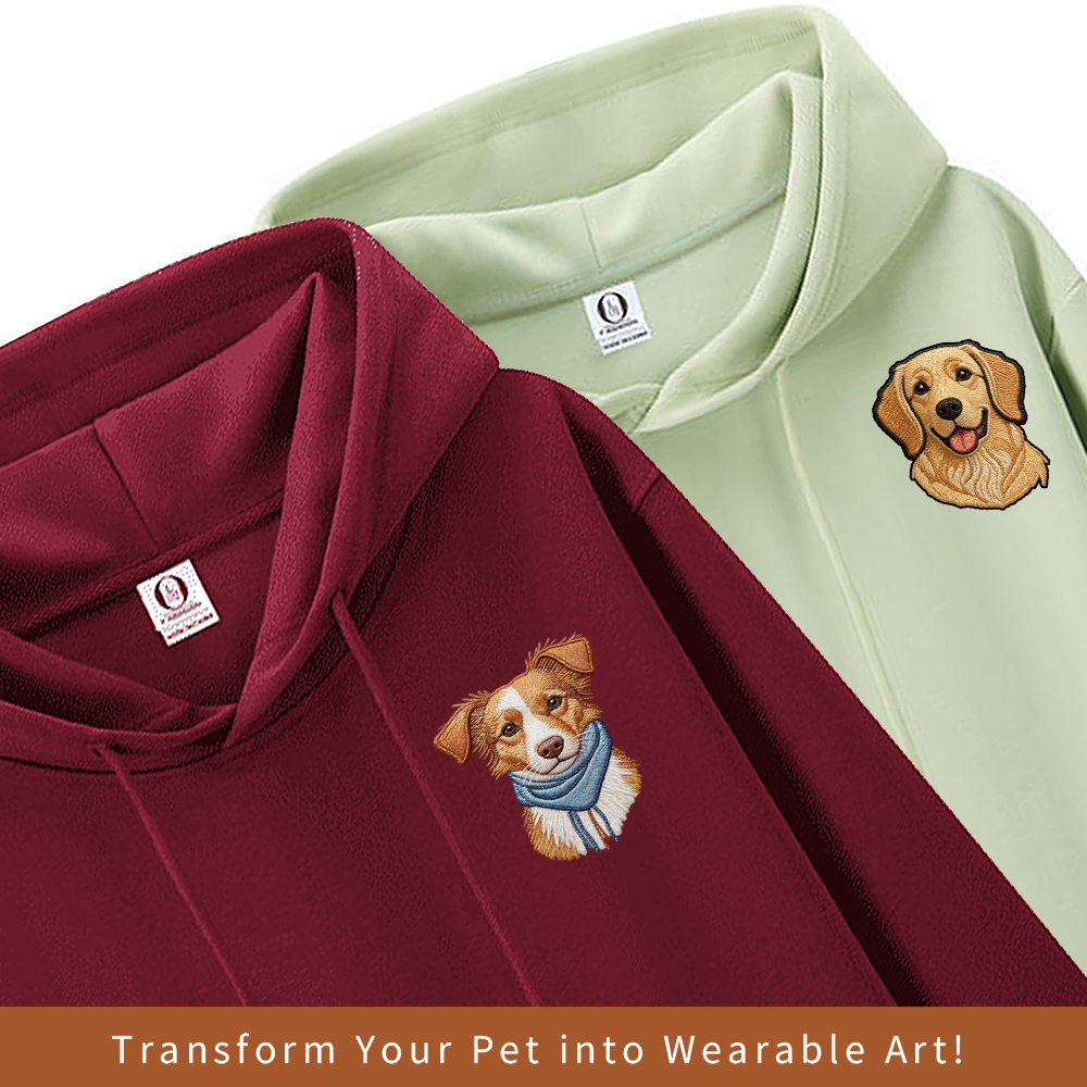 Embroidered Pet Hoodie with Photo & Name | Personalized Dog Hooded Sweatshirt