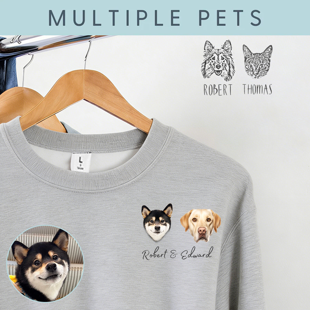 Personalized Pet Photo & Name Sweater | Dog Portrait Pullover | Cat Crewneck Hoodie