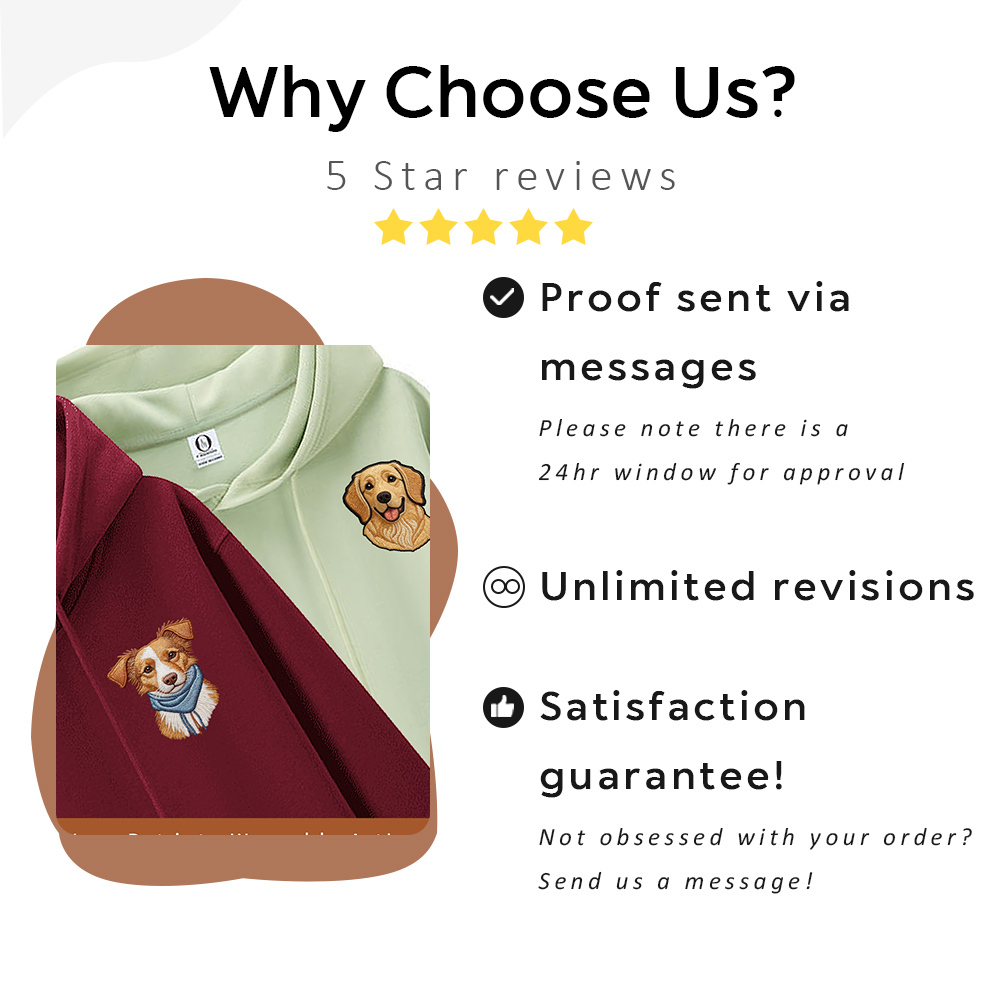 Embroidered Pet Hoodie with Photo & Name | Personalized Dog Hooded Sweatshirt