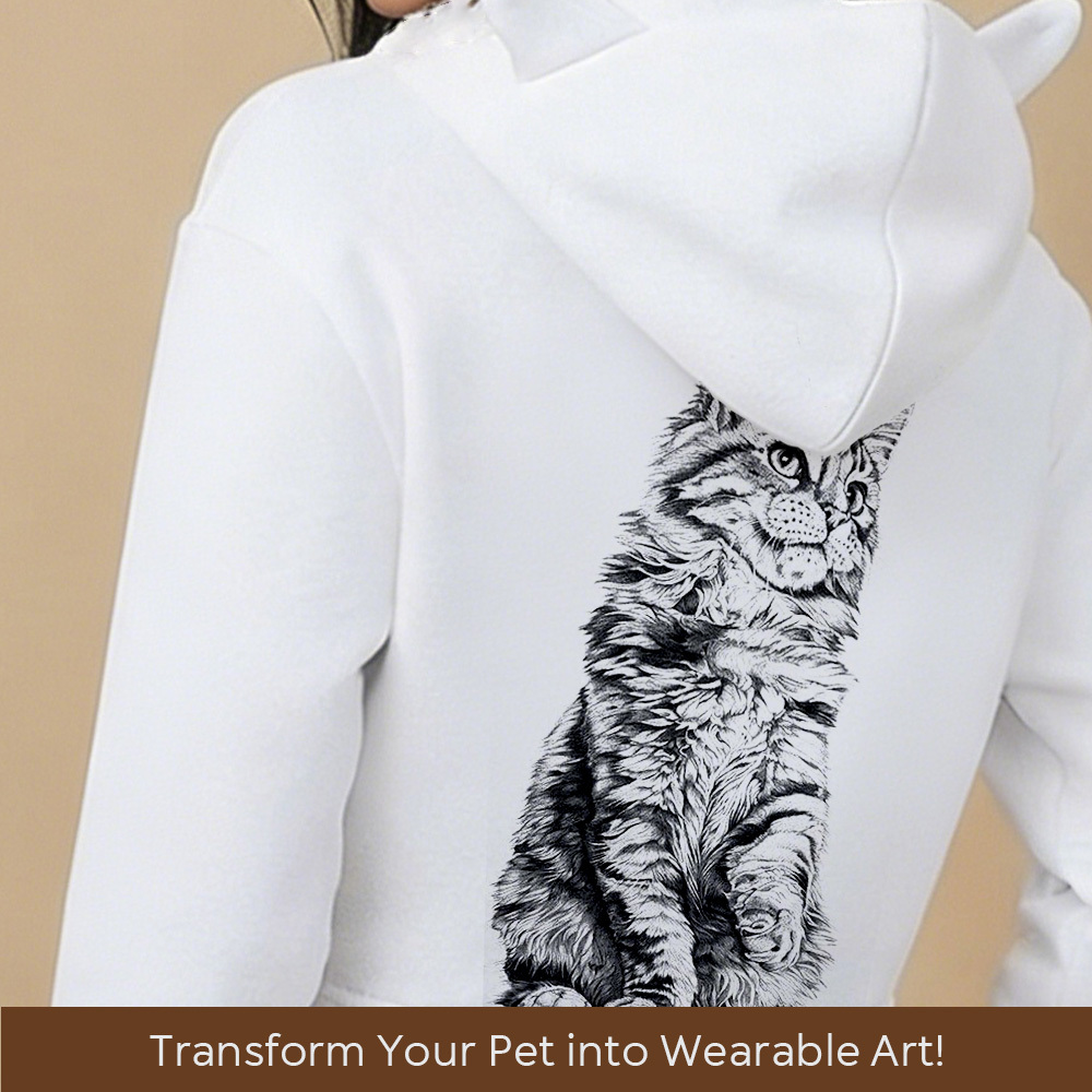 Custom pet DOG CAT PET picture Personalized Women's Fashion Crop Top Hoodie with Cat Ears