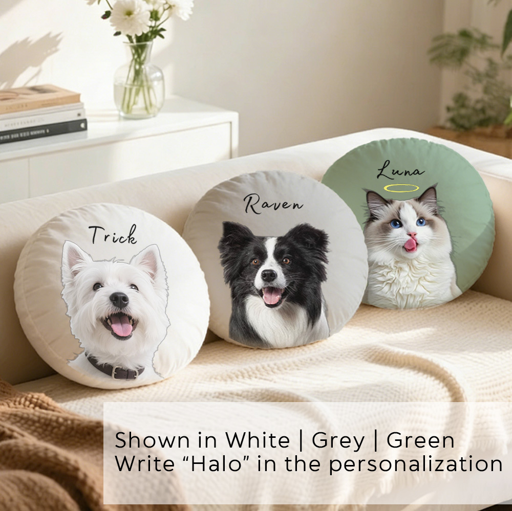 Personalized Photo Round Pillow dog cat pet Custom Circle Decorative Sofa Pillow Clever Gifts For Family Friends Birthday Christmas EASYPET