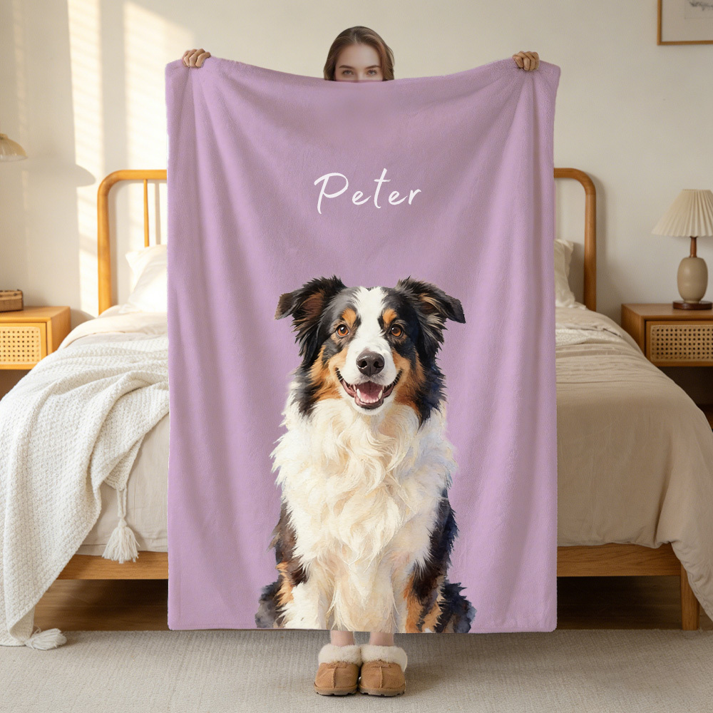 Custom Pet Blanket Using Pet Photo + Name Personalized Dog Blanket Customize Dog Blankets Cat Picture Blanket Pet Photo Blanket Dog Dad Gift