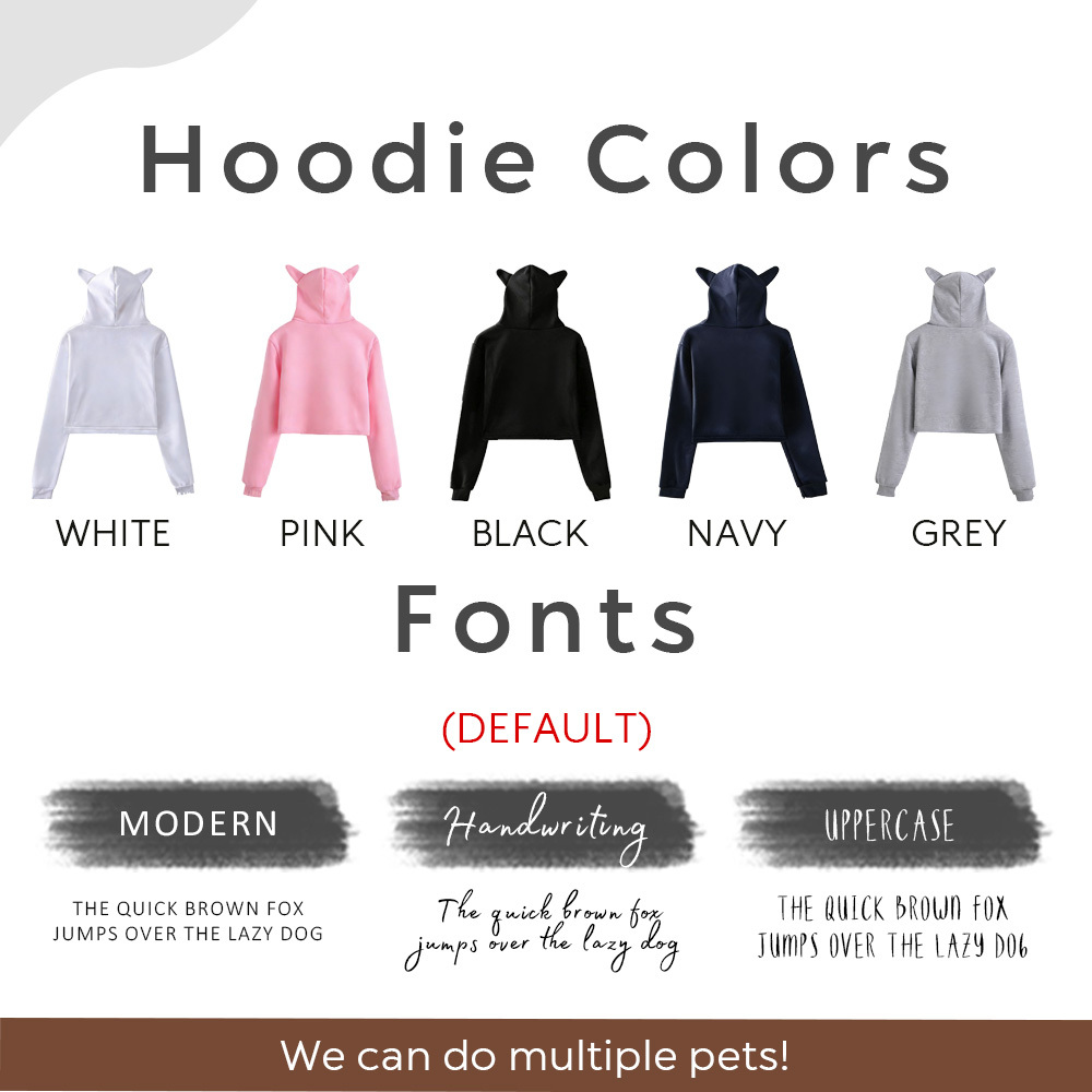 Custom pet DOG CAT PET picture Personalized Women's Fashion Crop Top Hoodie with Cat Ears