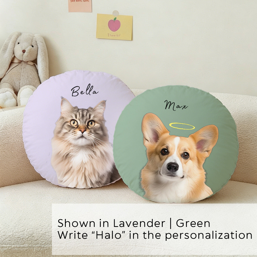 Personalized Photo Round Pillow dog cat pet Custom Circle Decorative Sofa Pillow Clever Gifts For Family Friends Birthday Christmas EASYPET