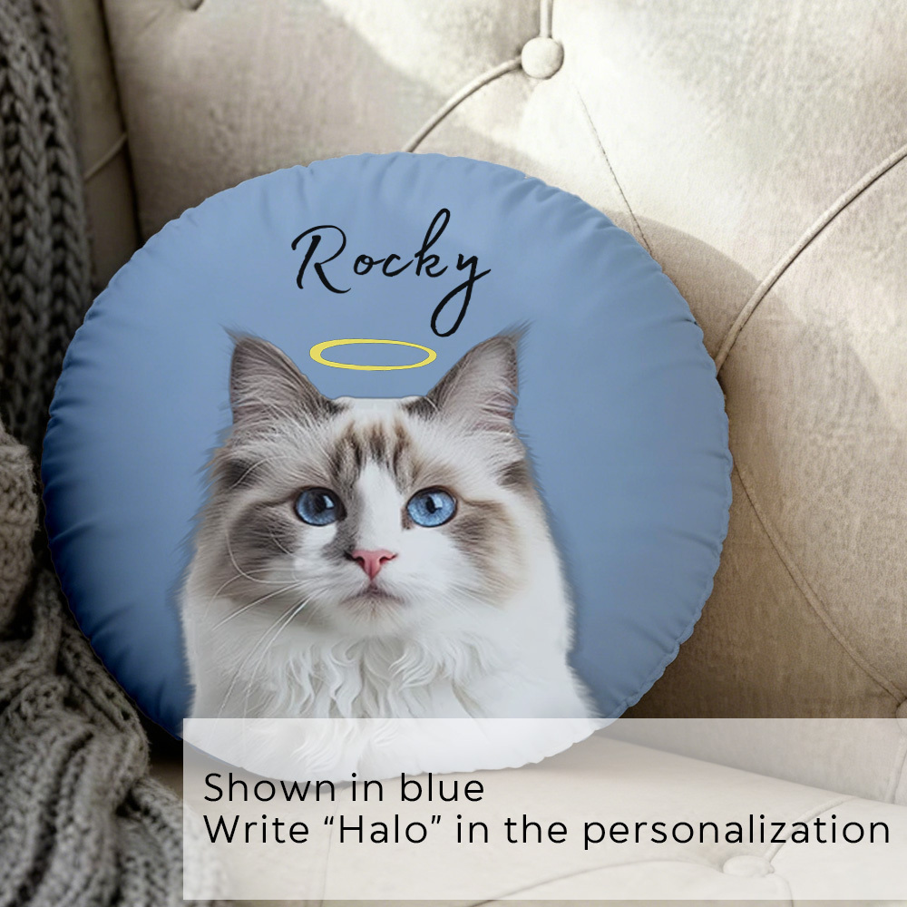 Personalized Photo Round Pillow dog cat pet Custom Circle Decorative Sofa Pillow Clever Gifts For Family Friends Birthday Christmas EASYPET