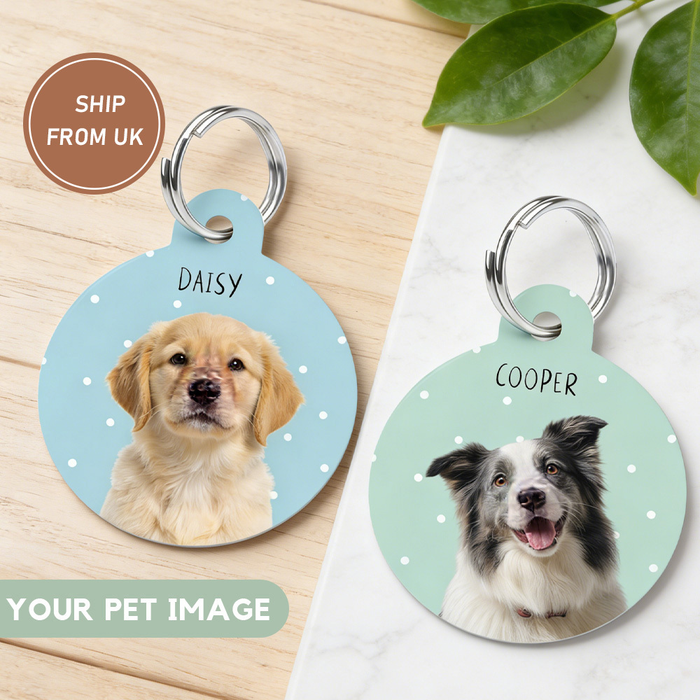 Collar Pet ID Tag Custom with Pet Photo and Name