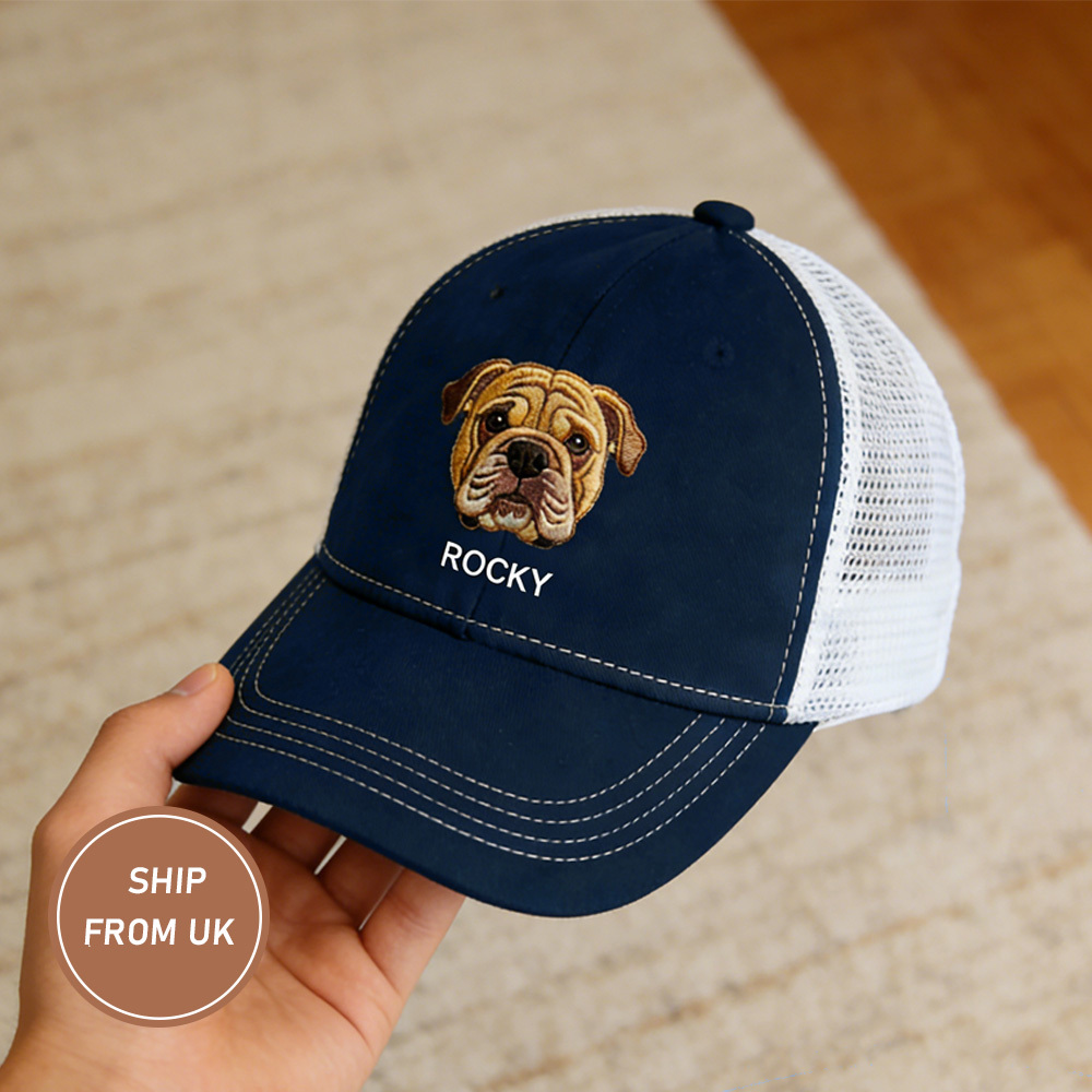 Custom Embroidered Pet Photo Hat: Dog Dad Gift