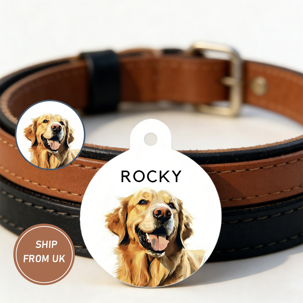Pet ID Tag Custom with Photo and Pet Name