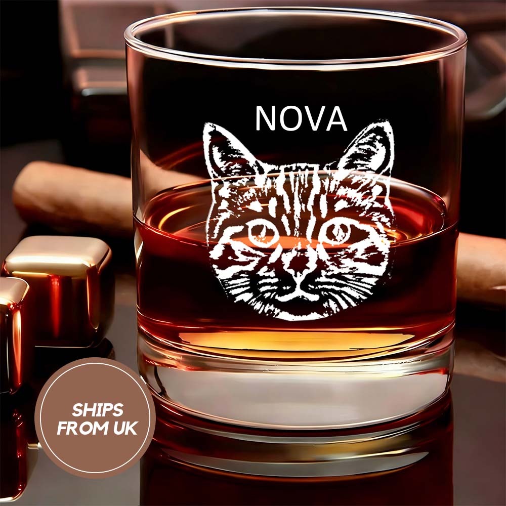 Personalized Photo & Name Pet Bar Glass | Dog Cat Whiskey Bourbon Drinkware