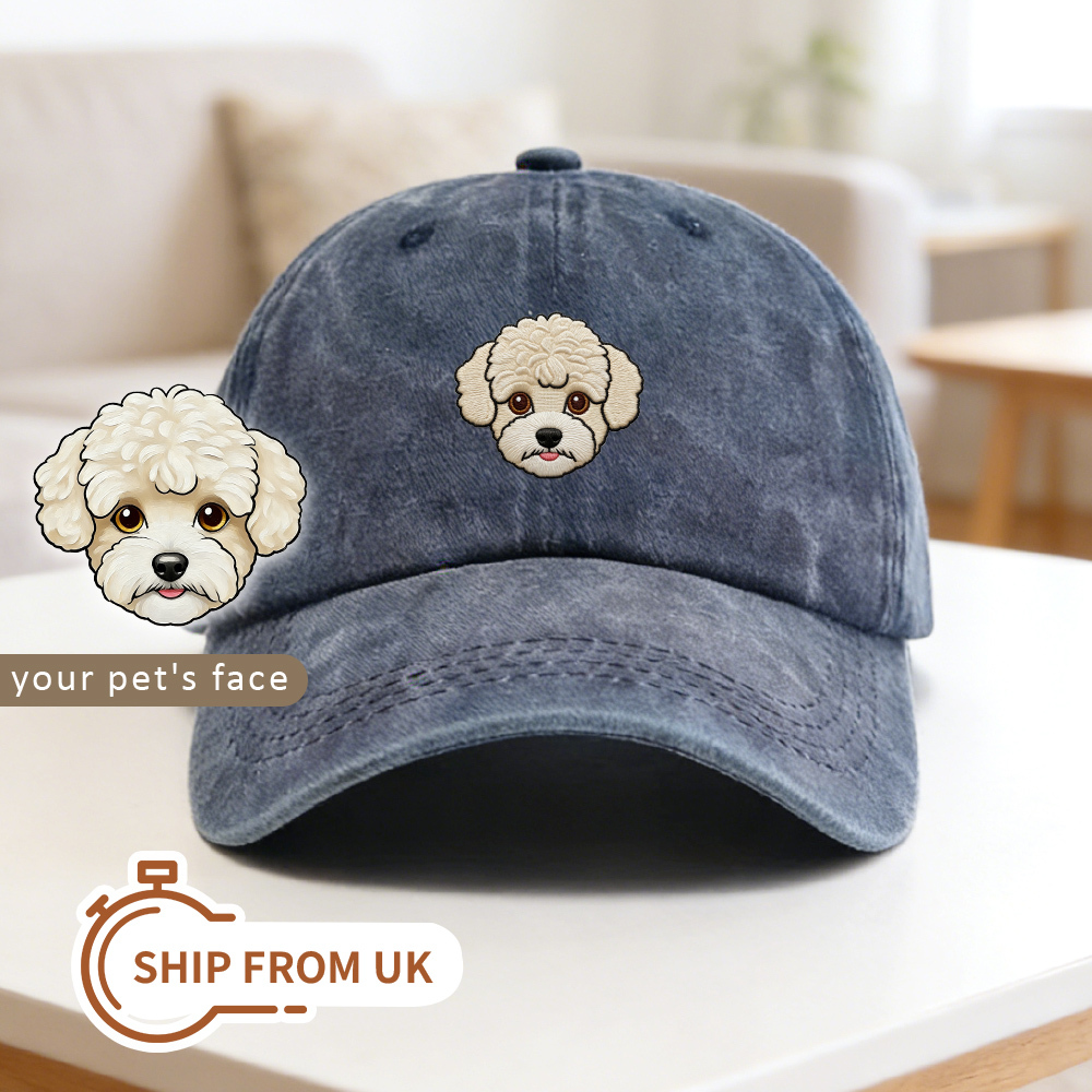 Embroidered Pet Photo Hat | Personalized Dog Cat Baseball Cap | Custom Pet Mom Gift