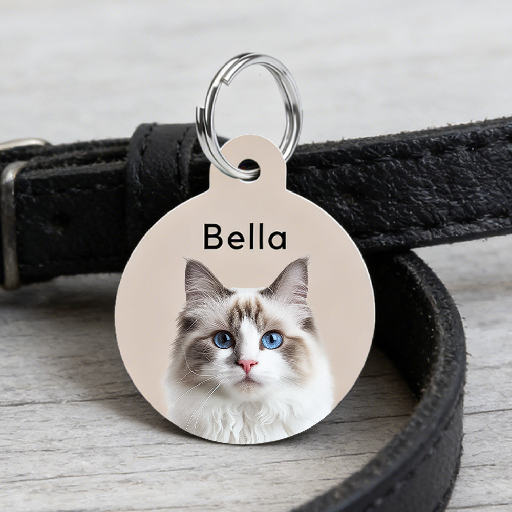Pet ID Tag Custom with Photo and Pet Name