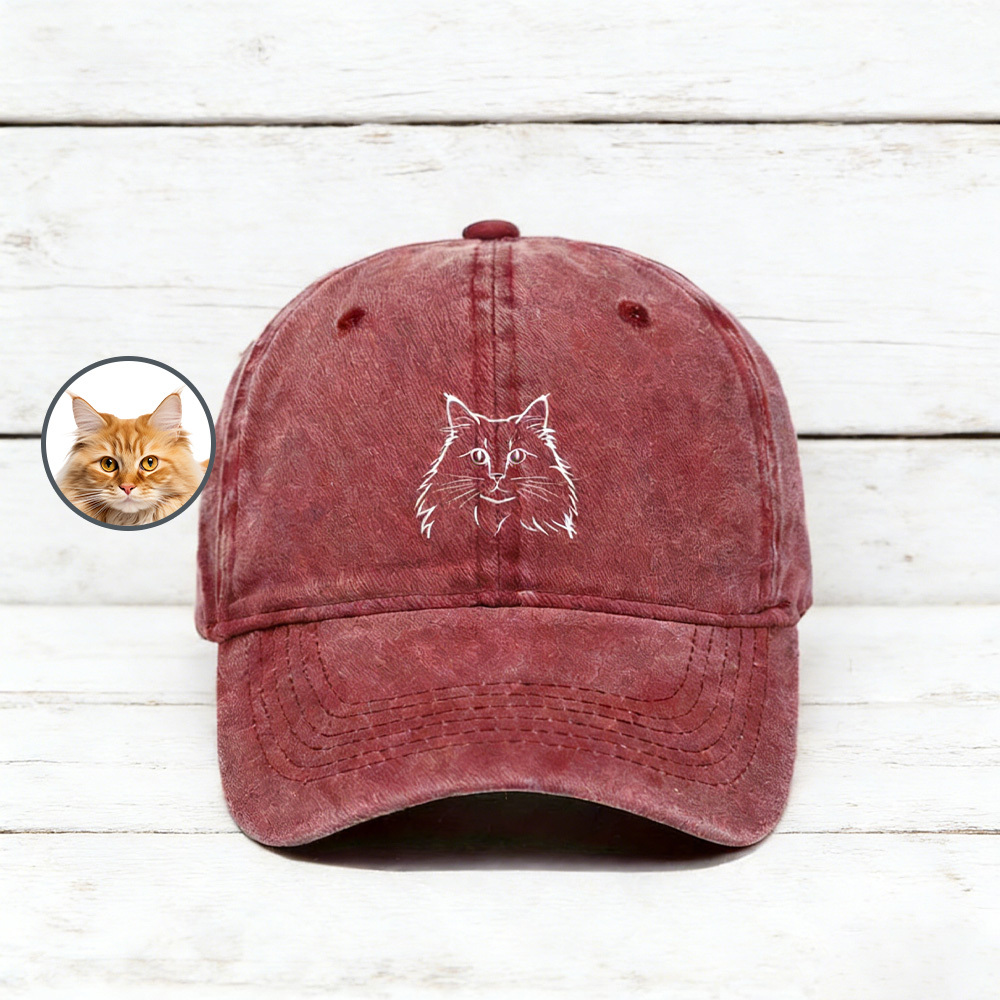 Custom Embroidered Pet Photo Hat: Dog Cat Gift Cap