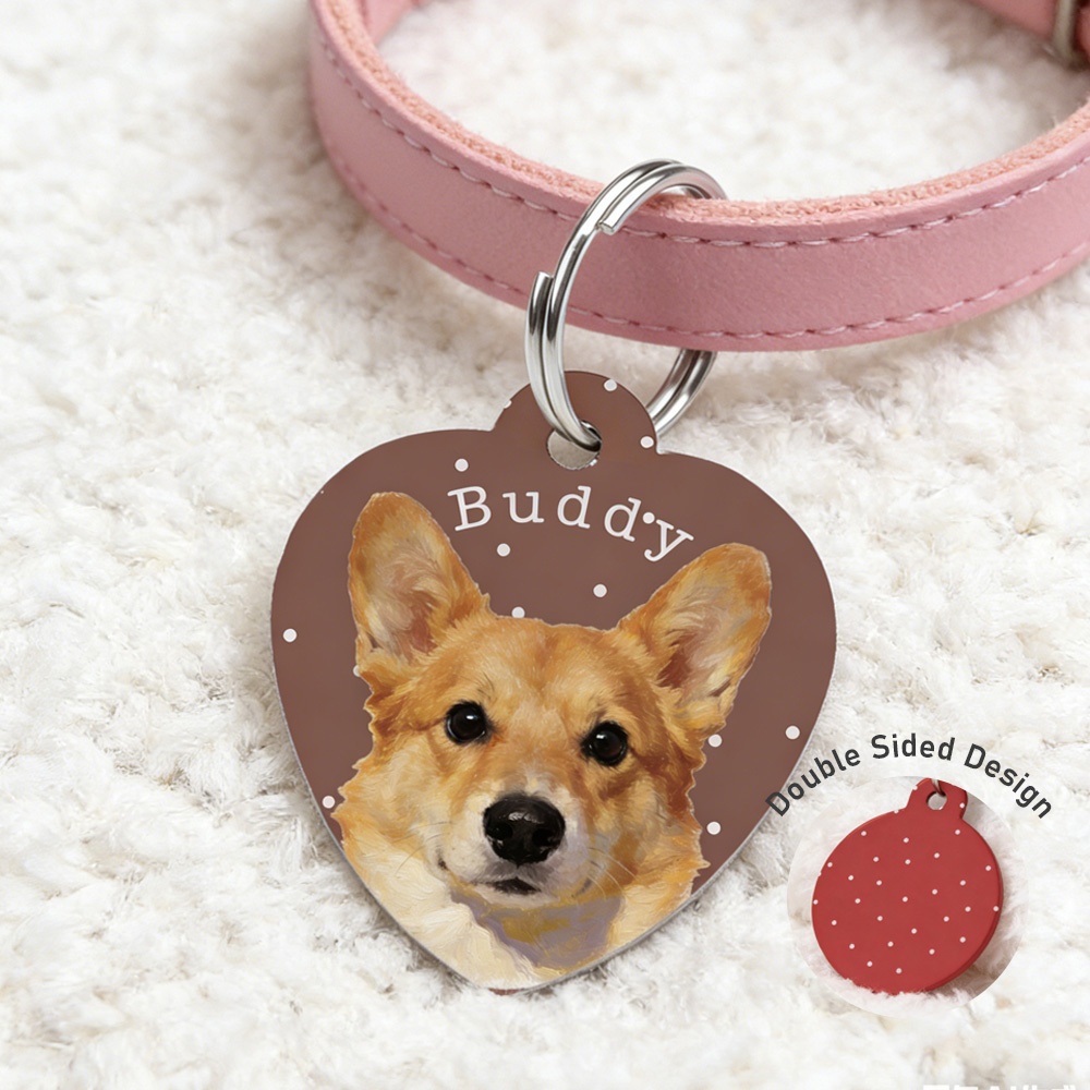 Personalized Pet Collar ID Tag with Photo and Name