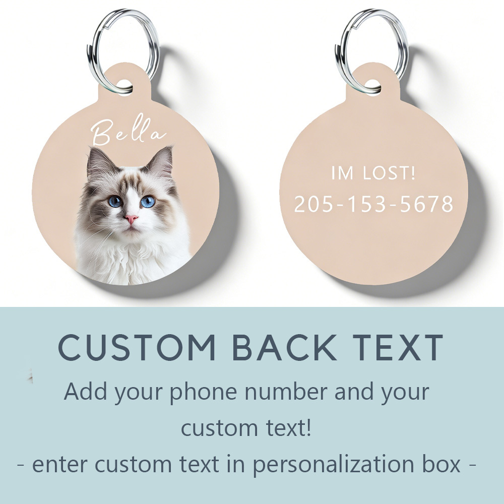 Pet ID Tag Custom with Photo and Pet Name