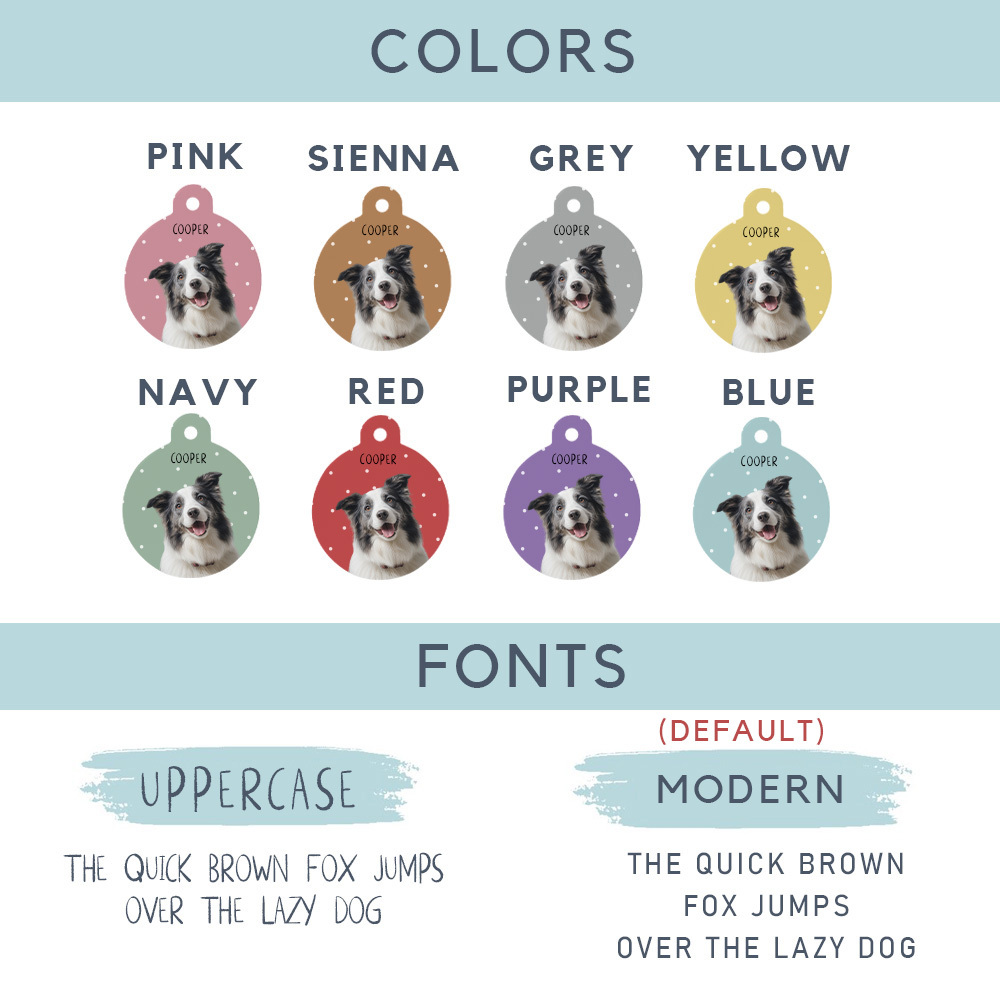 Collar Pet ID Tag Custom with Pet Photo and Name