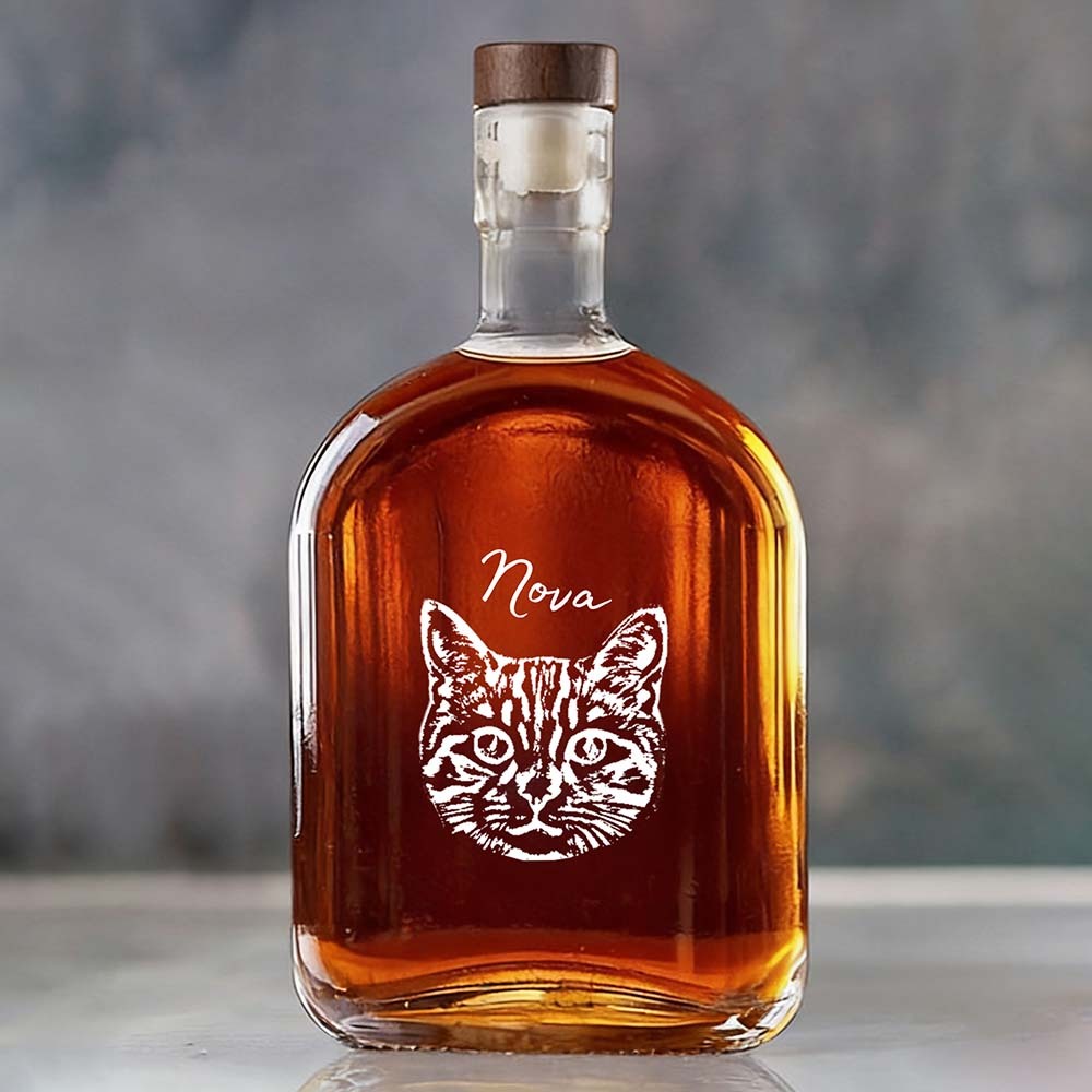Personalized 25oz Whiskey Bottle | Pet Dog Cat Gift for Dad Grandpa