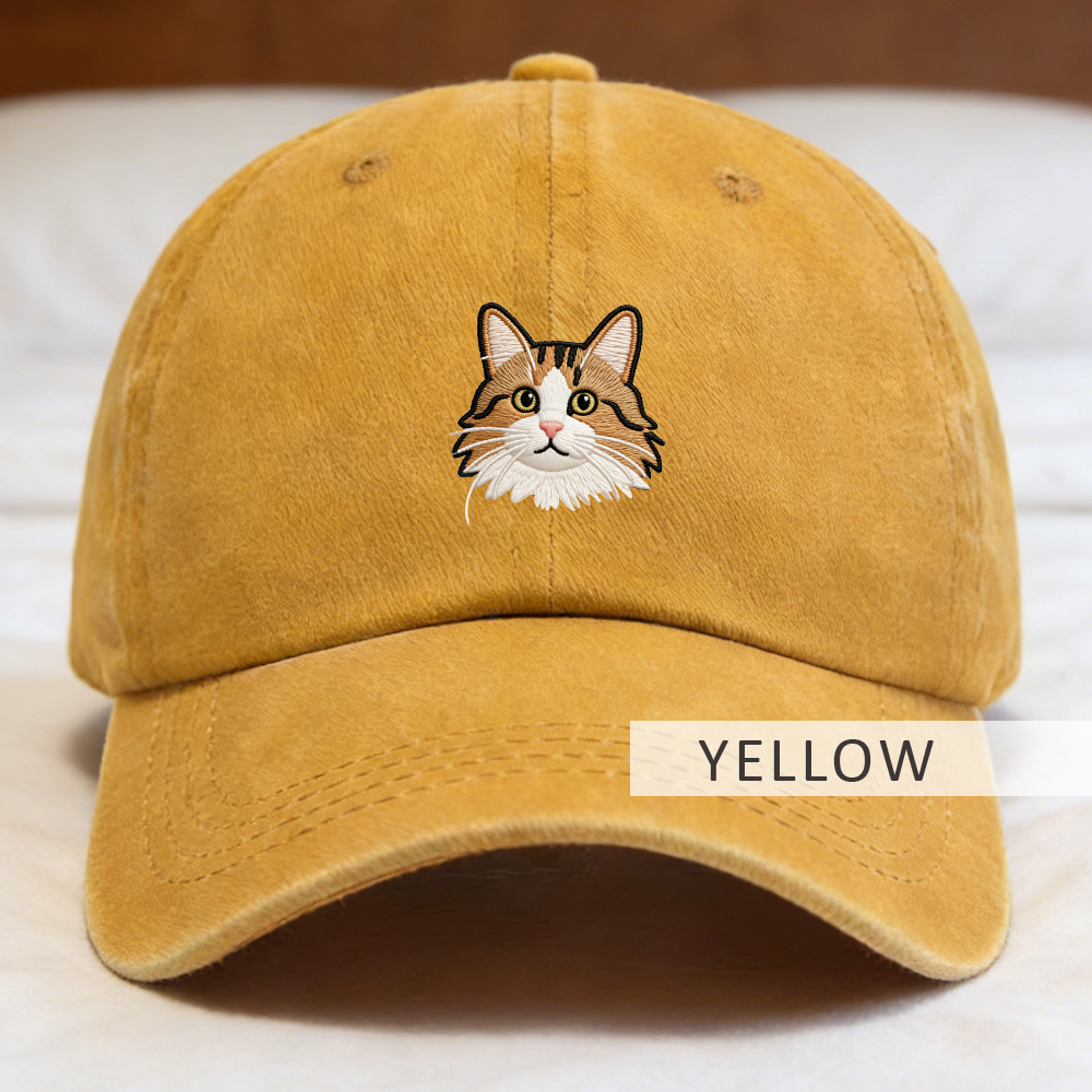 Embroidered Pet Photo Hat | Personalized Dog Cat Baseball Cap | Custom Pet Mom Gift