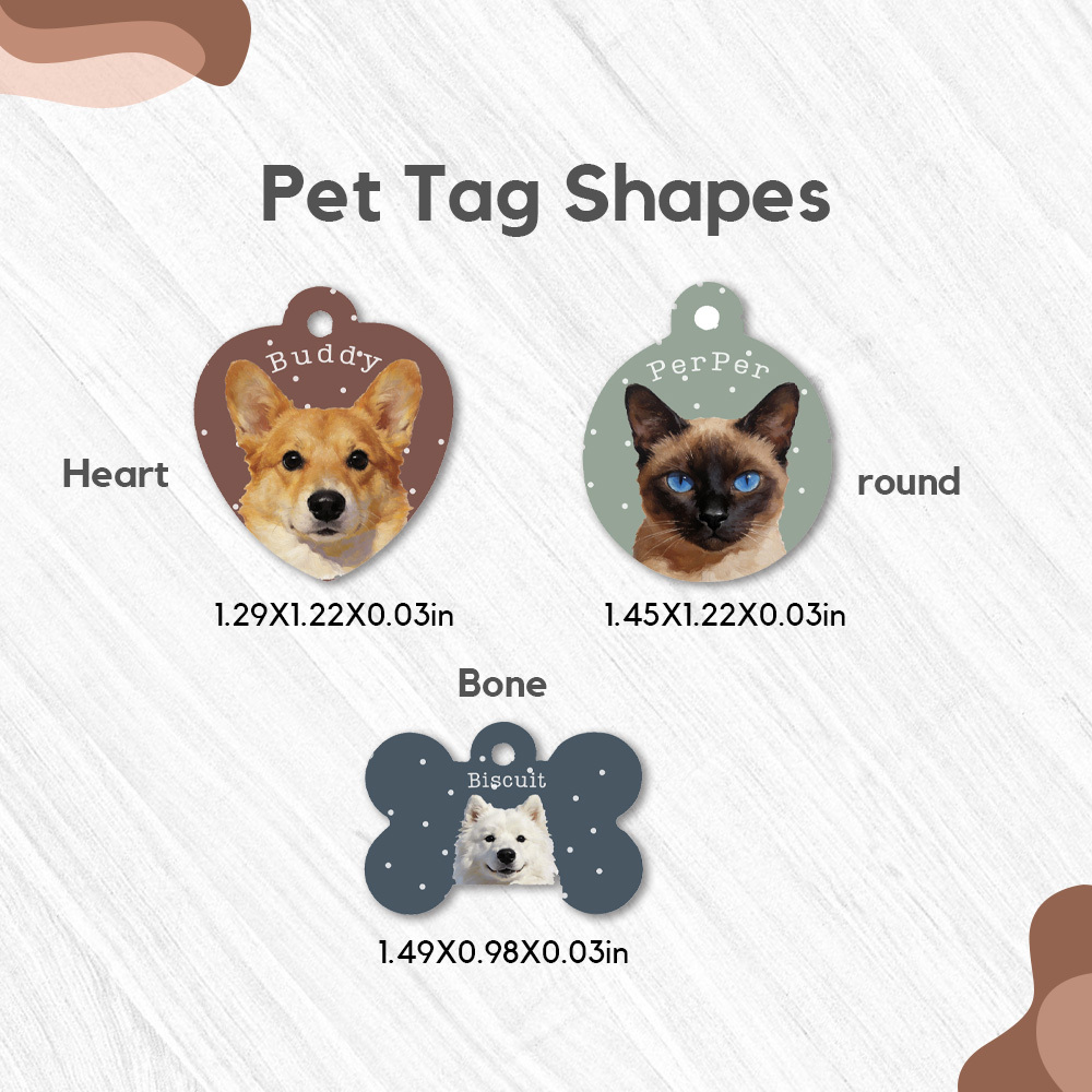 Personalized Pet Collar ID Tag with Photo and Name