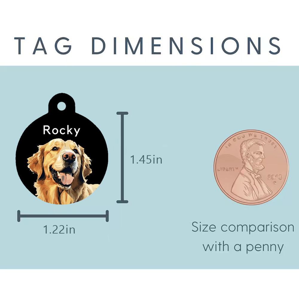 Pet ID Tag Custom with Photo and Pet Name