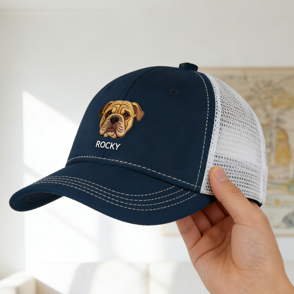 Custom Embroidered Pet Photo Hat: Dog Dad Gift