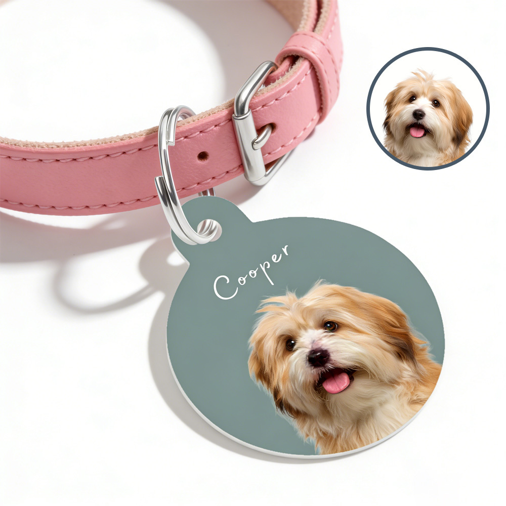 Pet ID Tag Custom with Photo and Pet Name