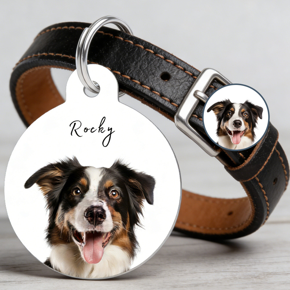 Pet ID Tag Custom with Photo and Pet Name