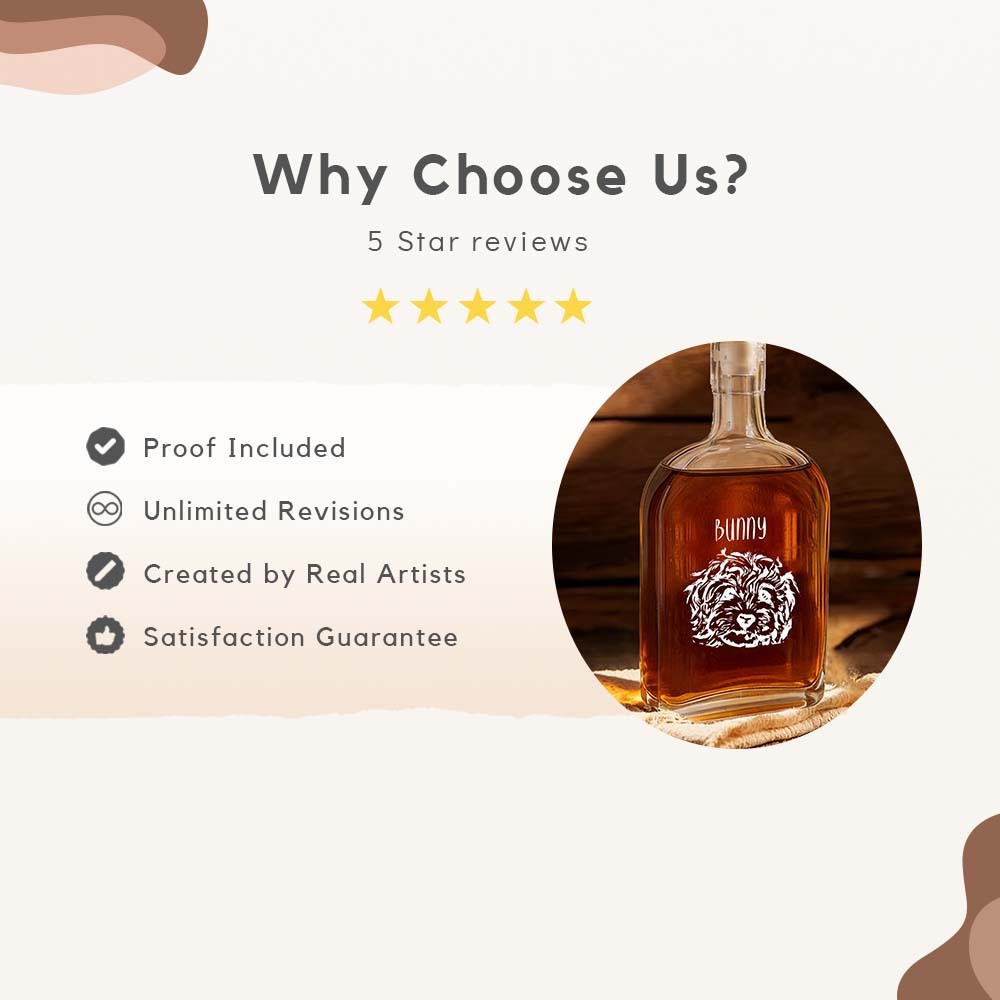 Personalized 25oz Whiskey Bottle | Pet Dog Cat Gift for Dad Grandpa