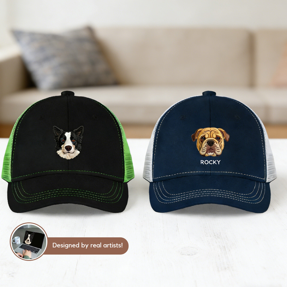 Custom Embroidered Pet Photo Hat: Dog Dad Gift