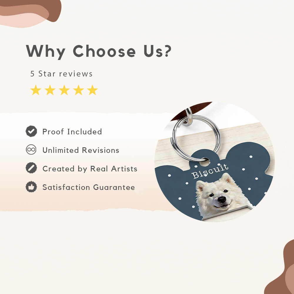 Personalized Pet Collar ID Tag with Photo and Name