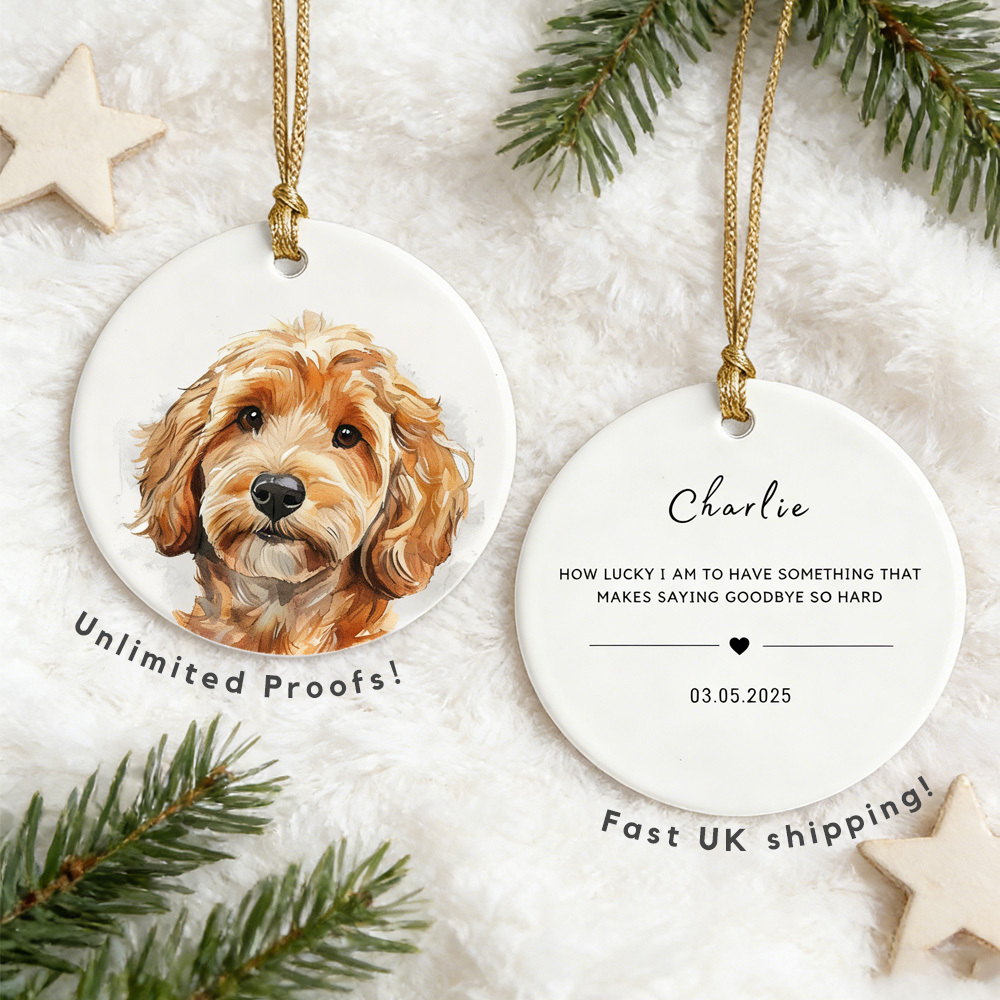 Personalized Pet Photo-Name Christmas Watercolor Ornament