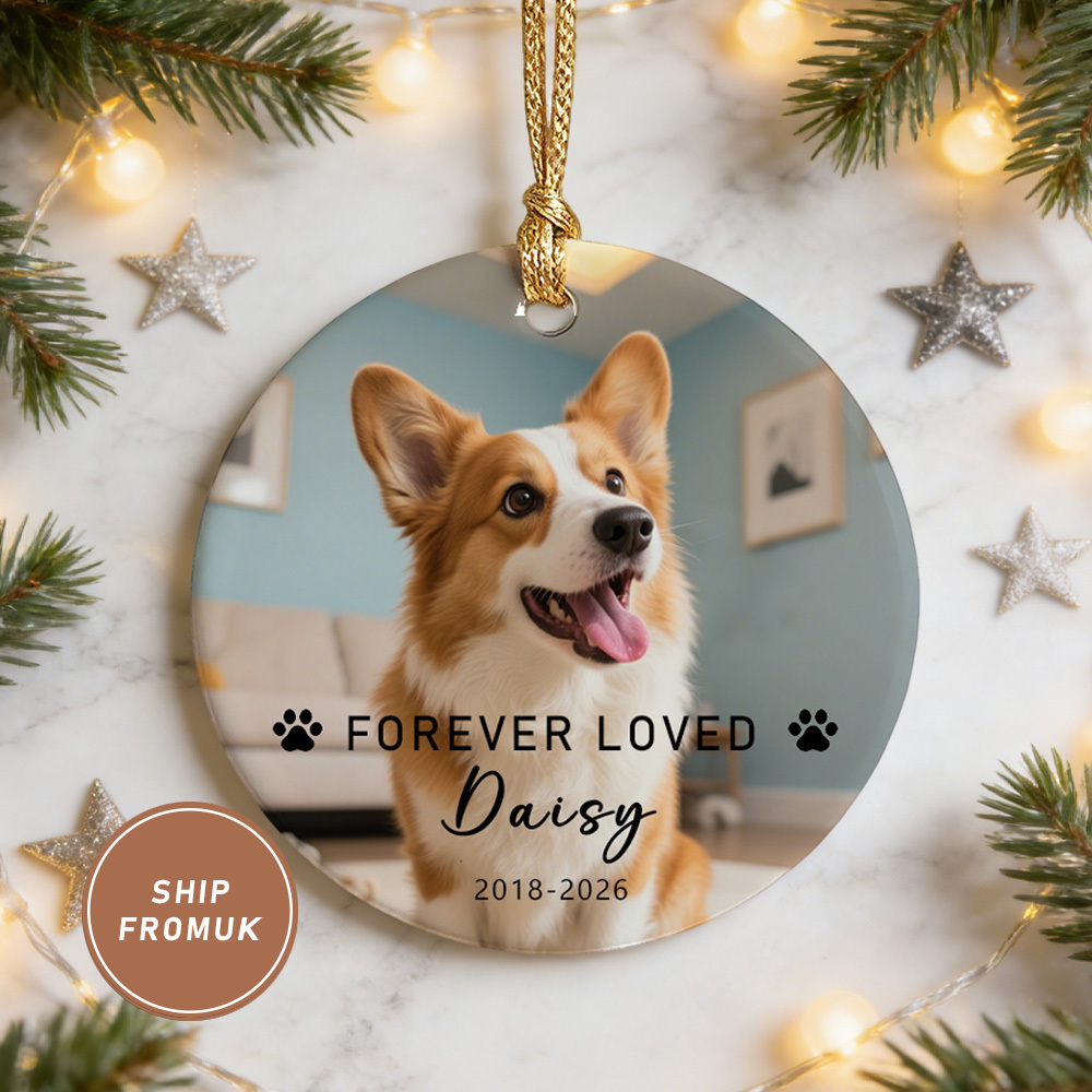 Personalized Christmas Pet Ornament with Photo and Name