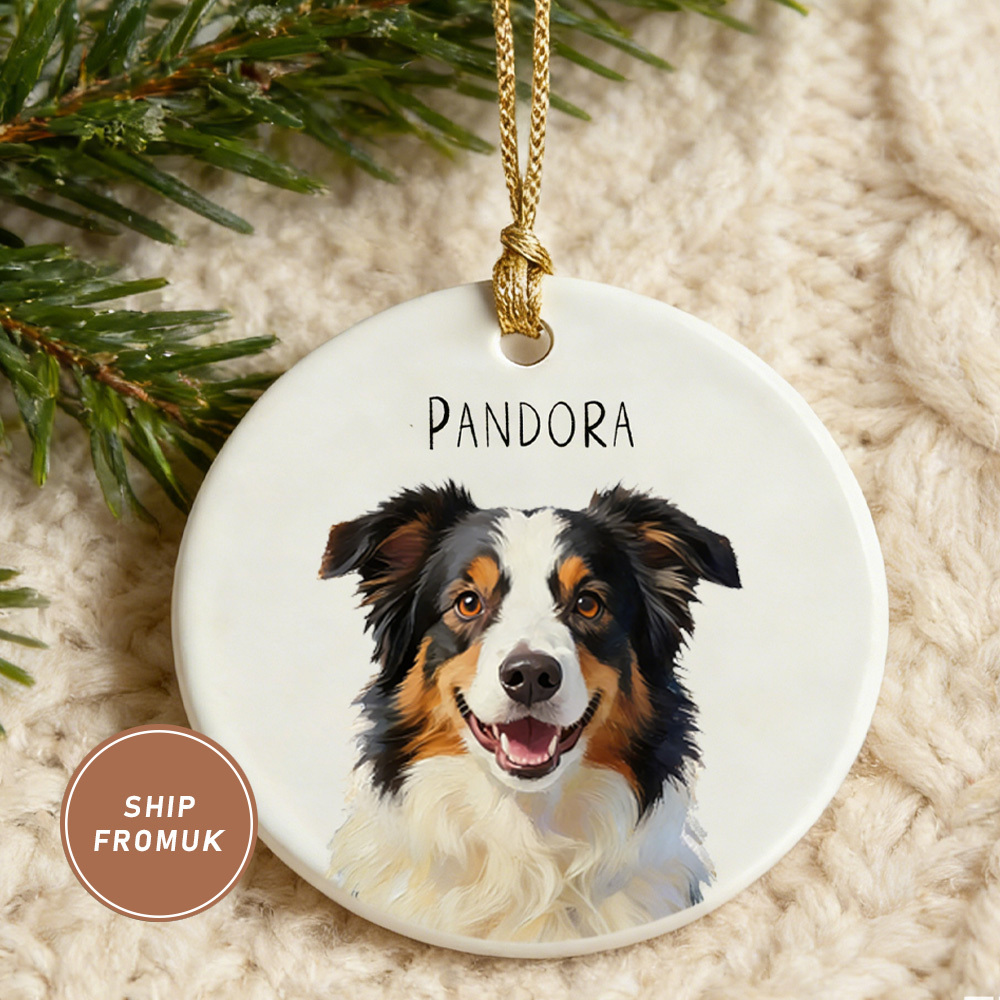 Personalized Christmas Pet Watercolor Ornament with Photo and Name