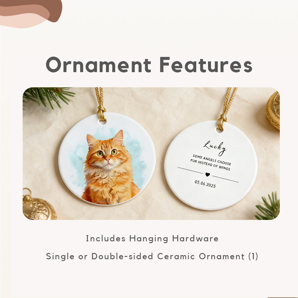 Personalized Pet Photo-Name Christmas Watercolor Ornament