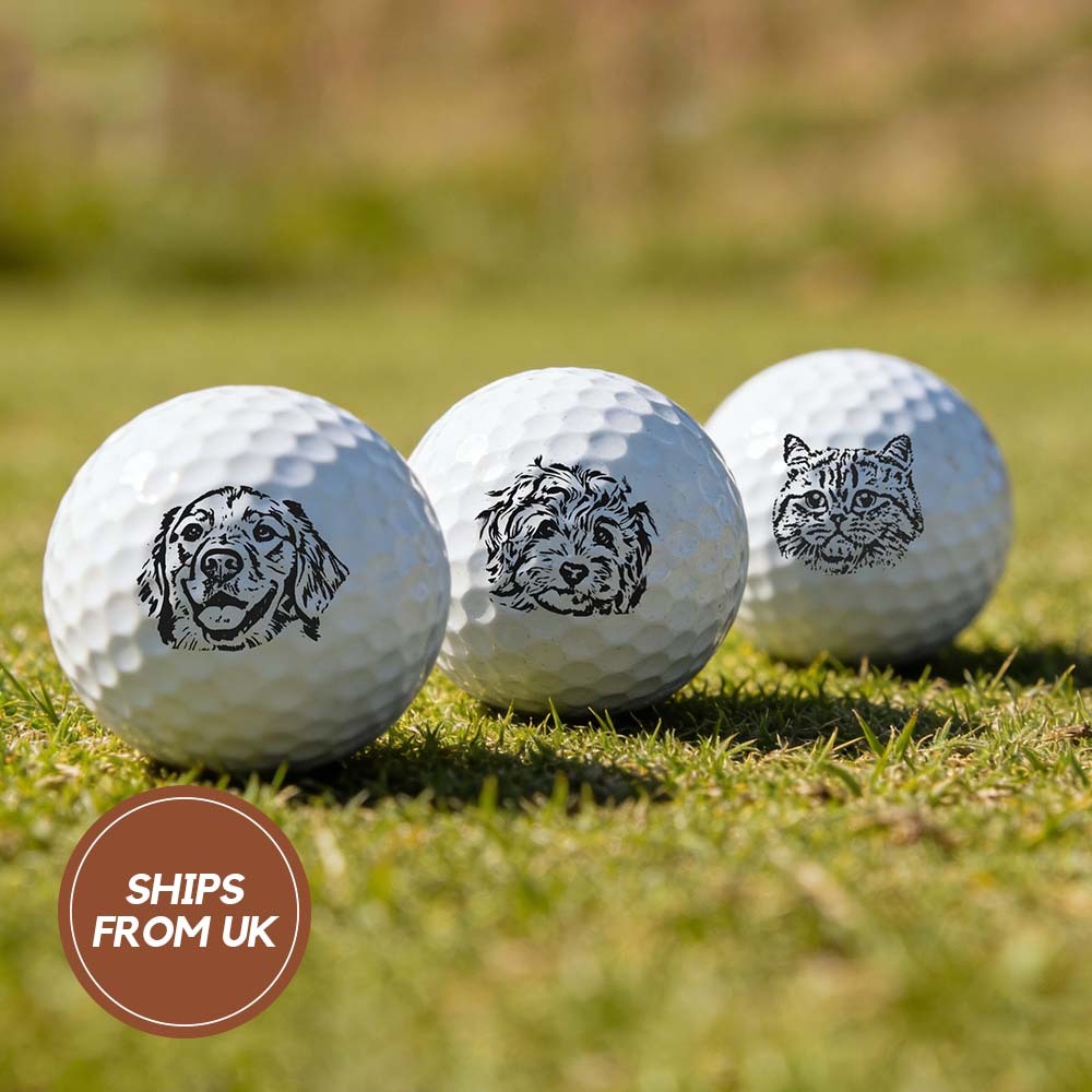 Personalized Gift for Golfers & Pet Owners Custom Pet Photo Printed Golf Balls