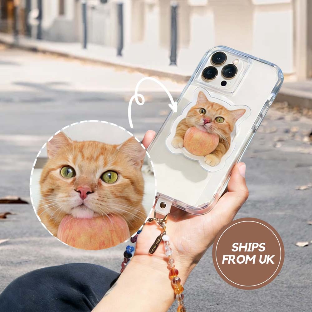 Custom Pet Phone Grip Magnetic PhoneGrip with Photo - Personalized Gifts Phone Holder Face Cut