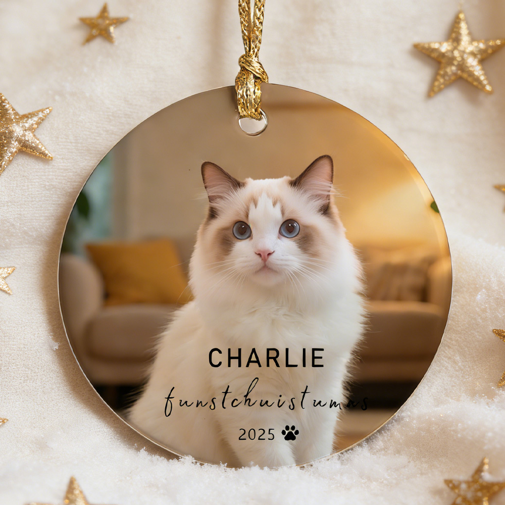 Personalized Christmas Pet Ornament with Photo and Name