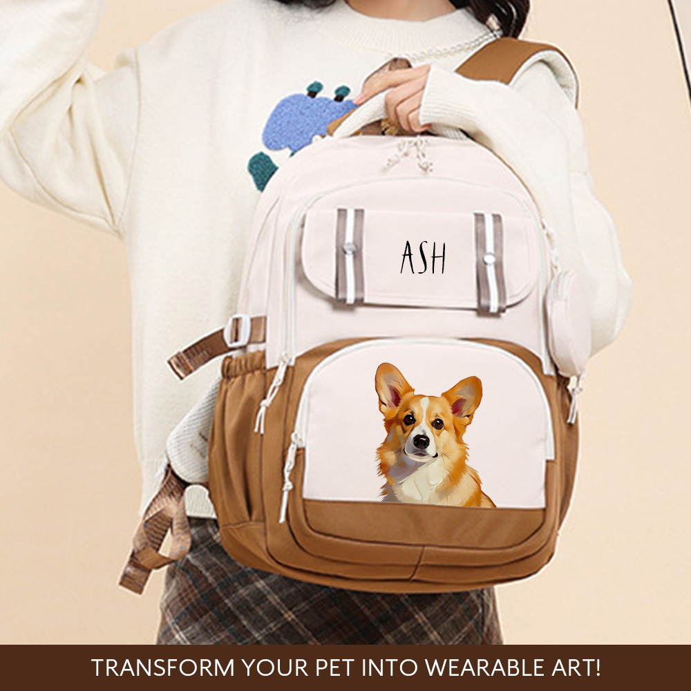 Personalized Pet Travel Backpack with Photo & Name