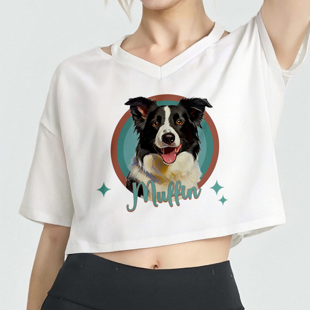Personalized Summer Cotton V-Neck Crop Cami