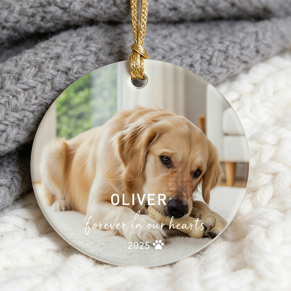Personalized Christmas Pet Ornament with Photo and Name