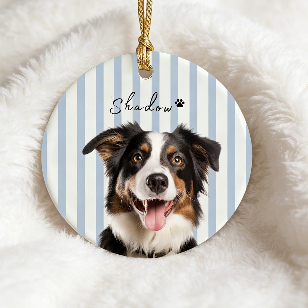 Personalized Pet Memorial Watercolor Ornament with Photo and Name