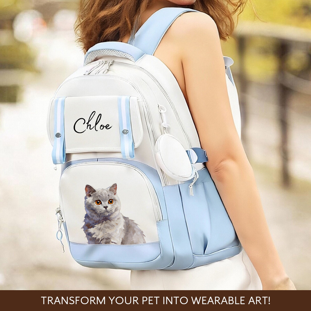 Personalized Pet Travel Backpack with Photo & Name