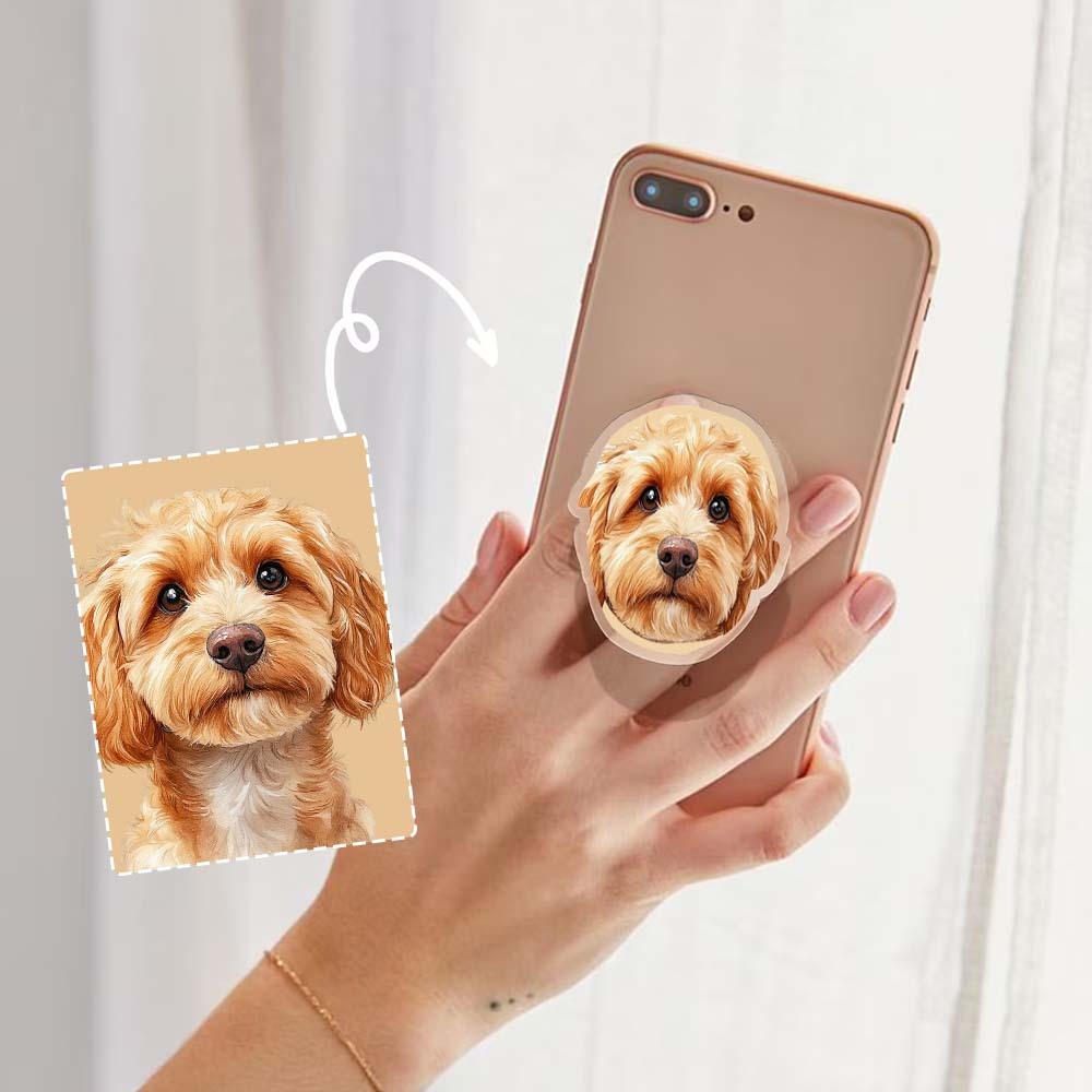 Custom Pet Phone Grip Magnetic PhoneGrip with Photo - Personalized Gifts Phone Holder Face Cut