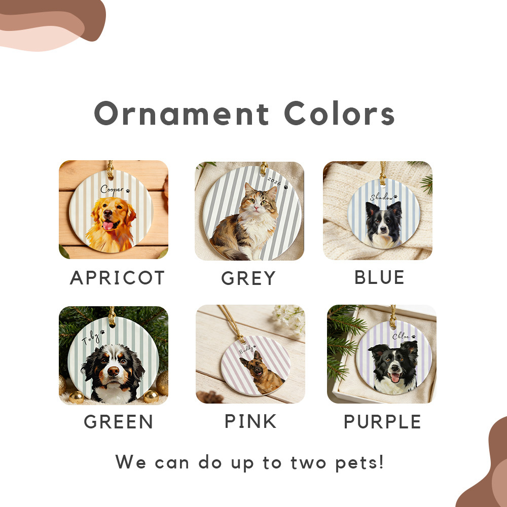 Personalized Pet Memorial Watercolor Ornament with Photo and Name