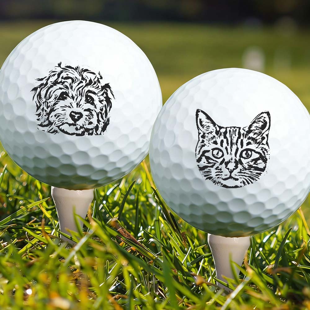 Personalized Gift for Golfers & Pet Owners Custom Pet Photo Printed Golf Balls