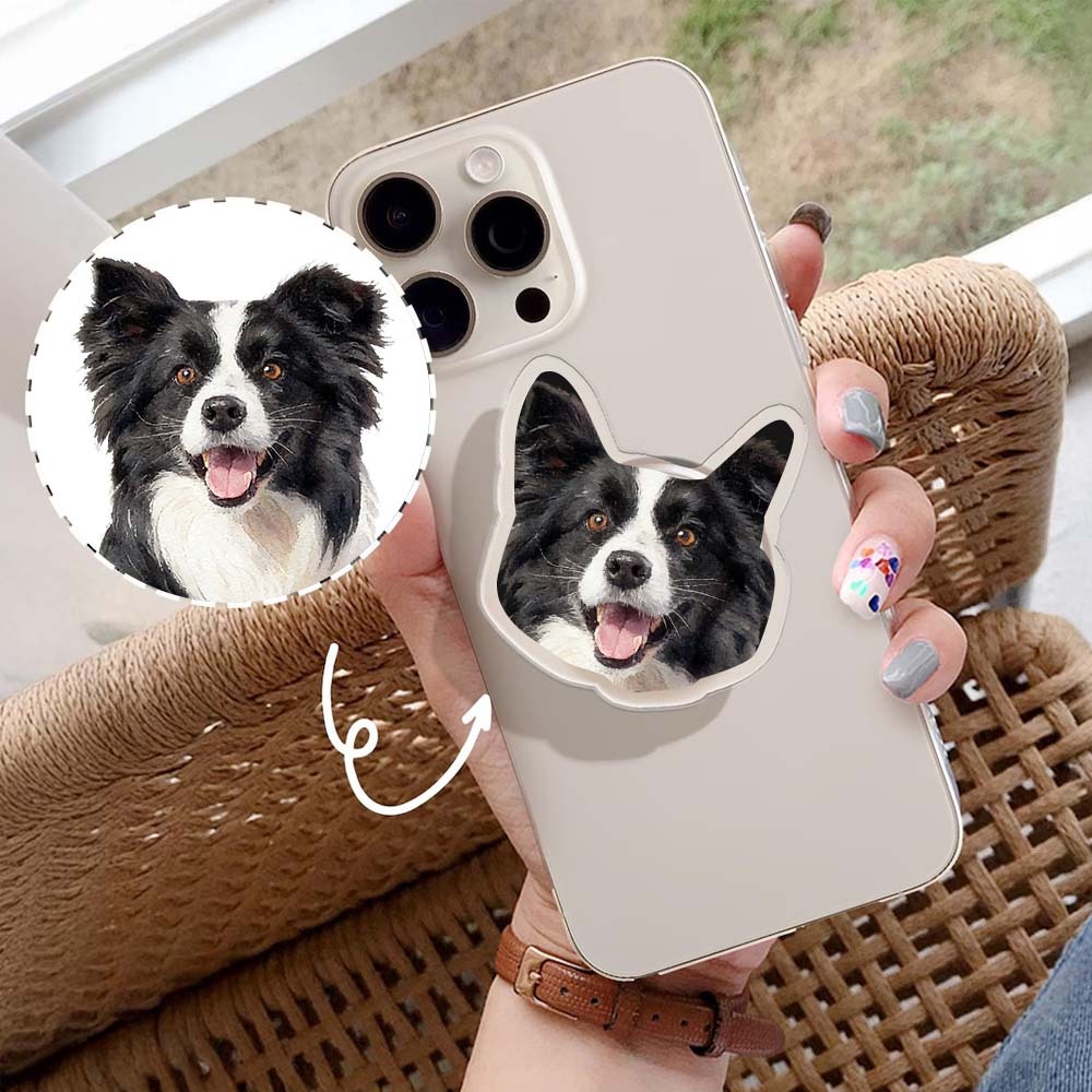 Custom Pet Phone Grip Magnetic PhoneGrip with Photo - Personalized Gifts Phone Holder Face Cut