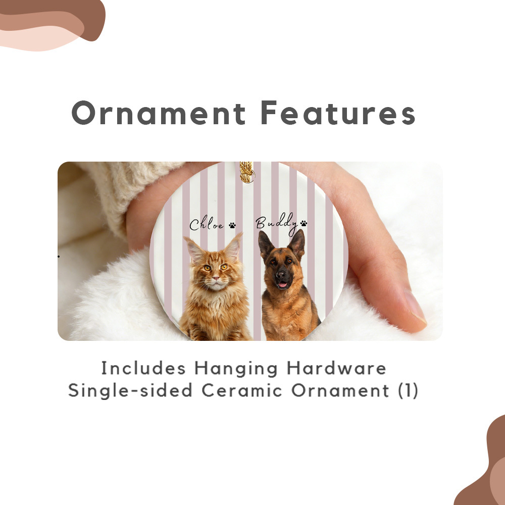 Personalized Pet Memorial Watercolor Ornament with Photo and Name
